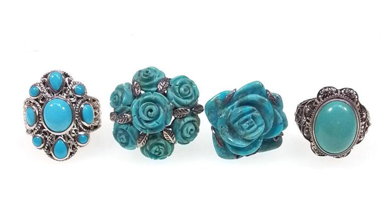 Sterling silver turquoise ring set
