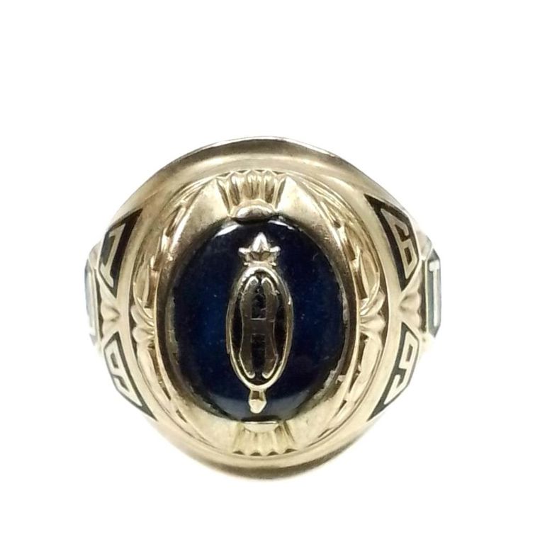 10k gold blue topaz class ring