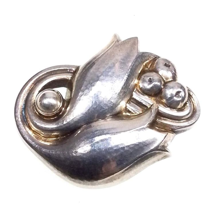 Sterling silver tulip brooch