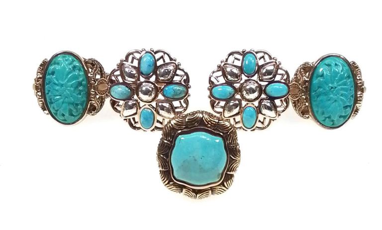 Sterling silver turquoise ring set