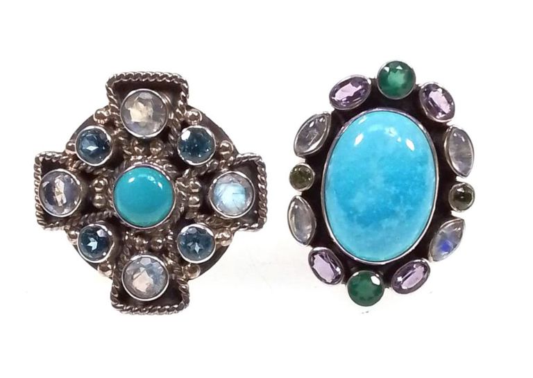 Sterling silver multi-gemstone rings
