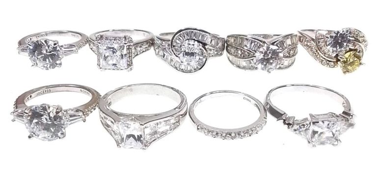 Sterling silver cubic zirconia ring set