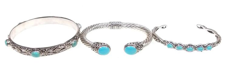 Sterling silver turquoise bracelet set