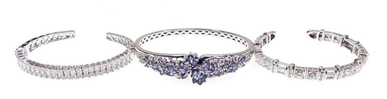 Sterling silver cubic zirconia bracelet set