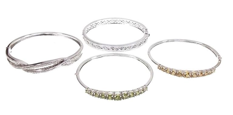 Sterling silver cubic zirconia bracelet set