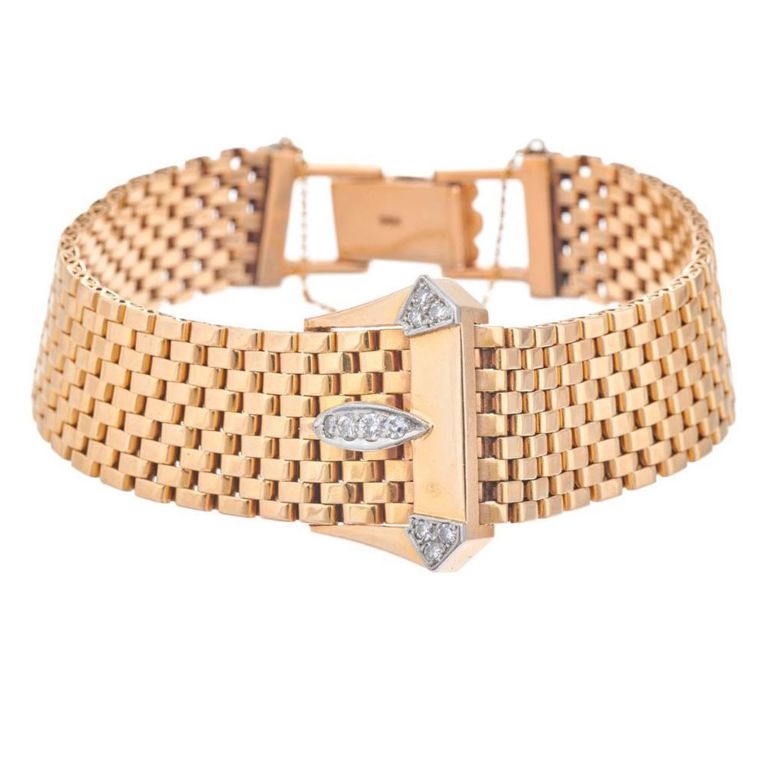 14k gold diamond buckle bracelet