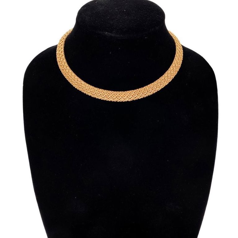 14k gold woven collar necklace
