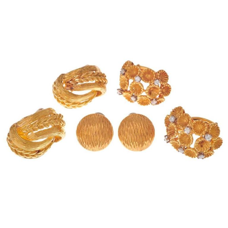 18k gold diamond clip earring set