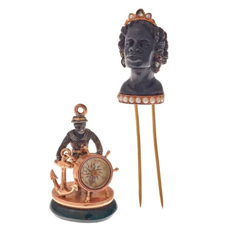 14k gold blackamoor and nautical seal set