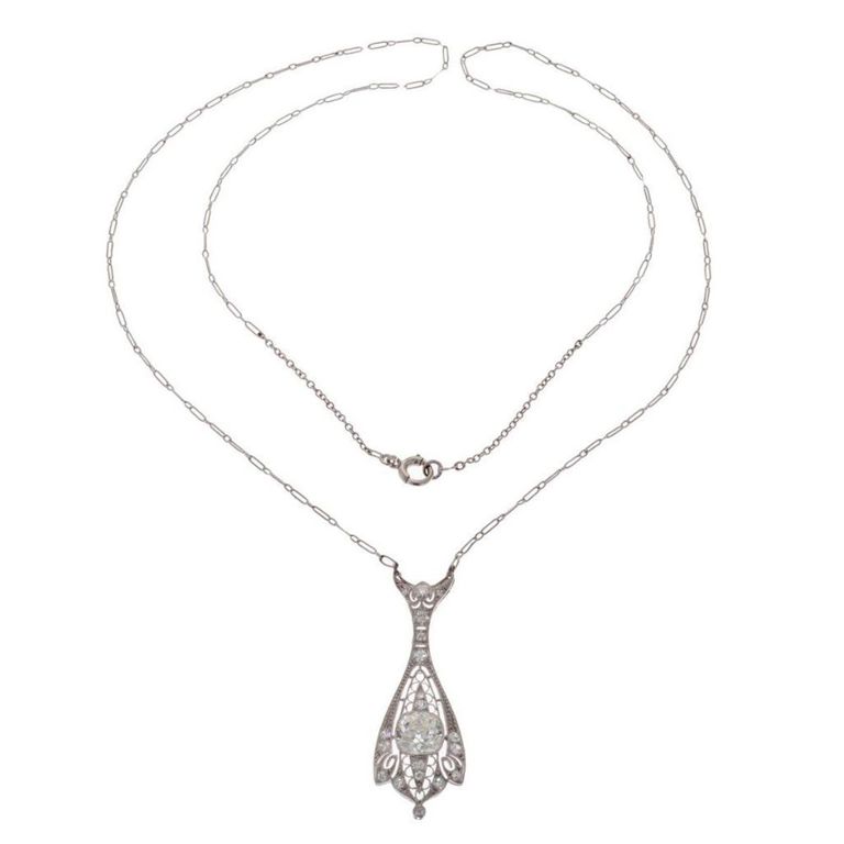 14k white gold diamond pendant necklace