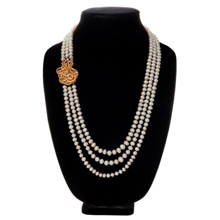 18k gold freshwater pearl and diamond necklace