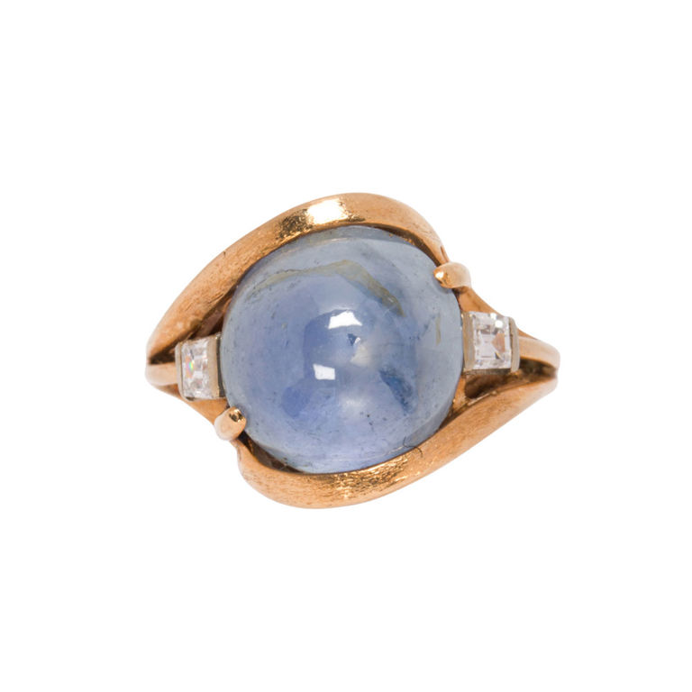 14k gold star sapphire and diamond ring