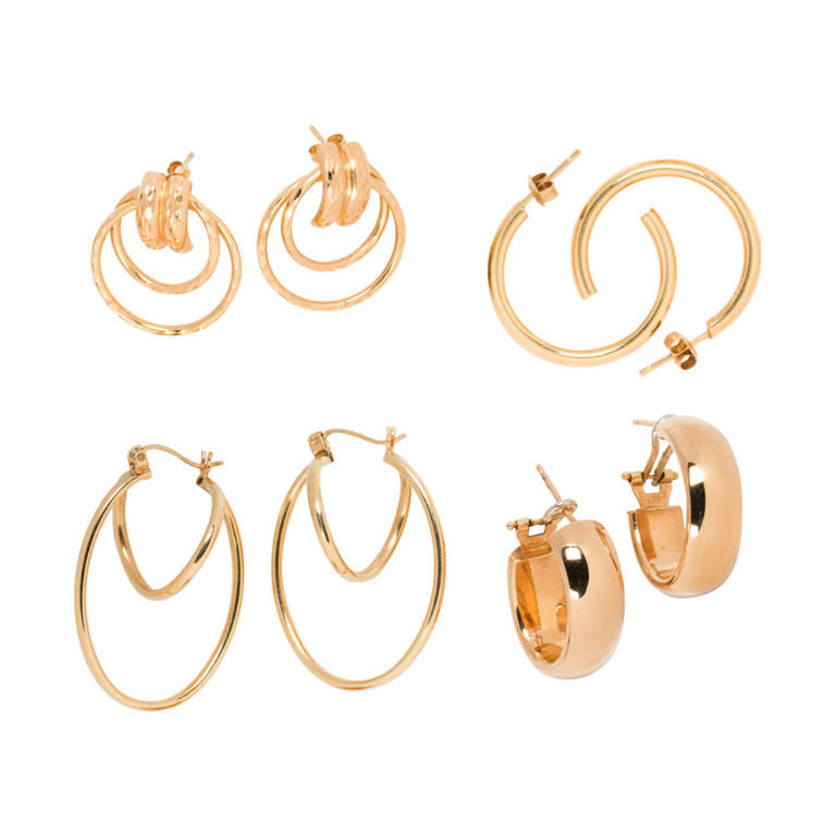 14k gold earring set