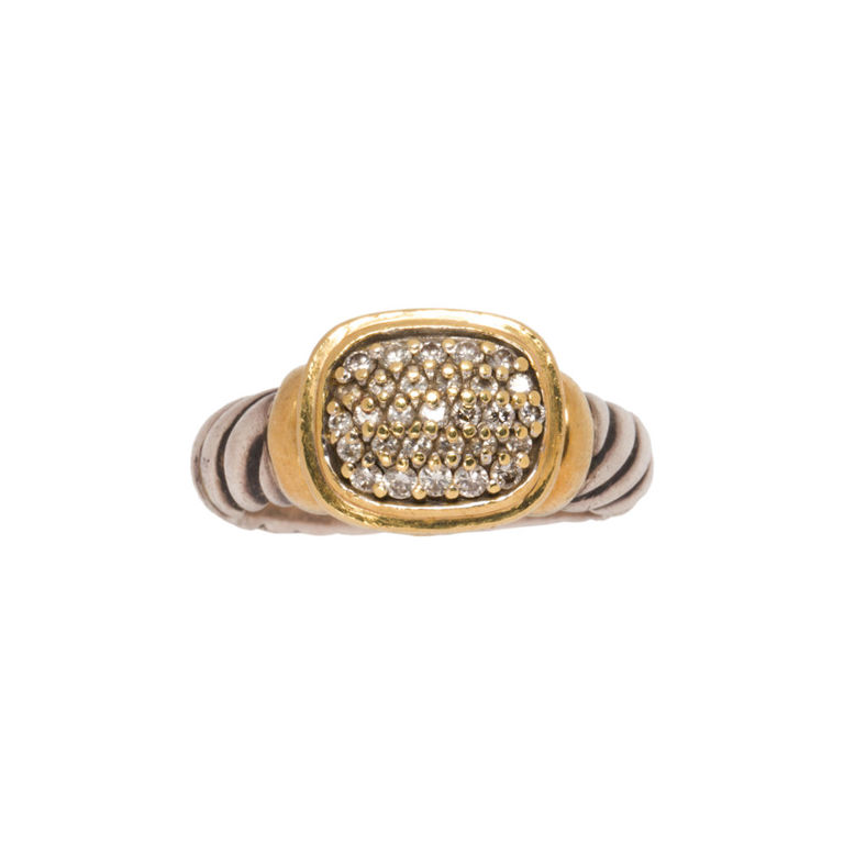 14k gold and sterling silver diamond ring