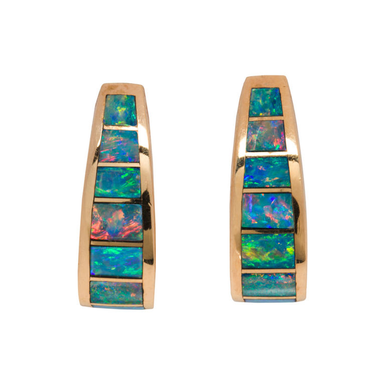 14k gold opal j-hoop earrings