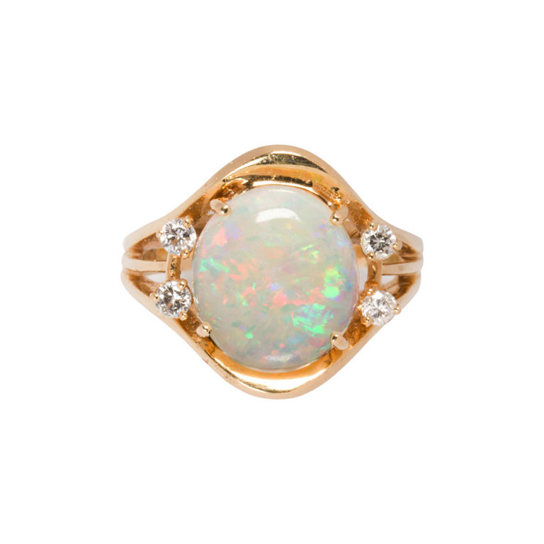 14k gold opal ring14k gold opal and diamond ring