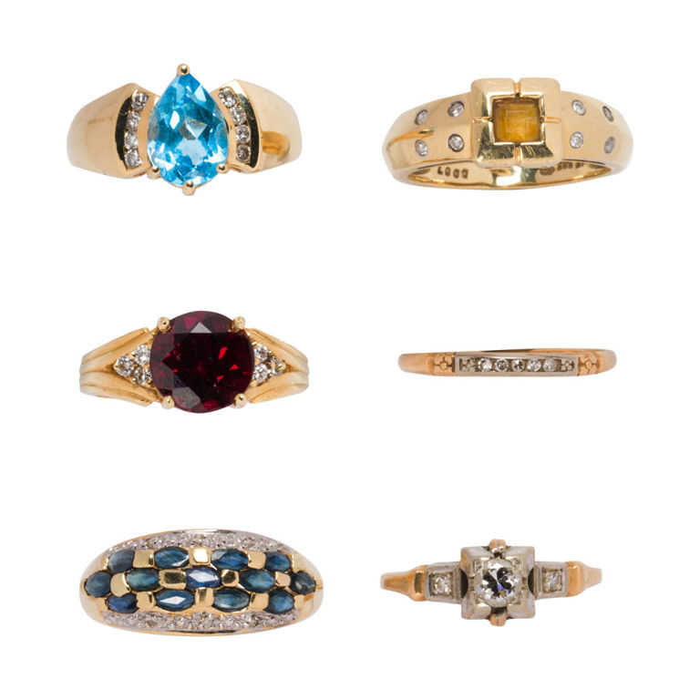 14k gold gemstone ring set