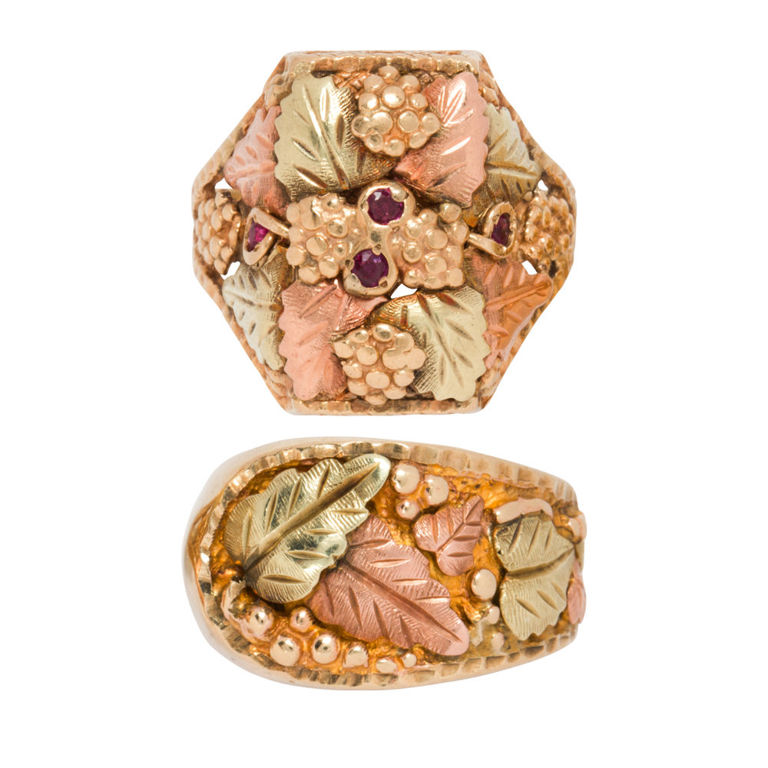 10k tri-color gold ring set