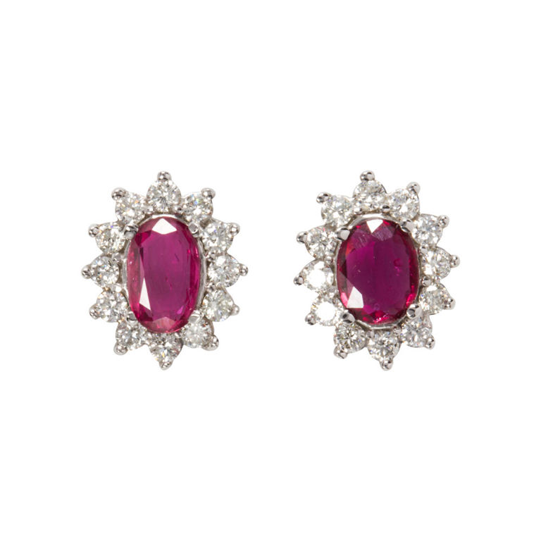 14k white gold ruby earrings
