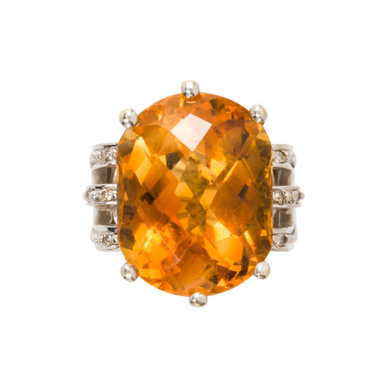 14k white gold citrine ring