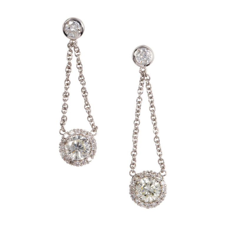 18k white gold diamond earrings