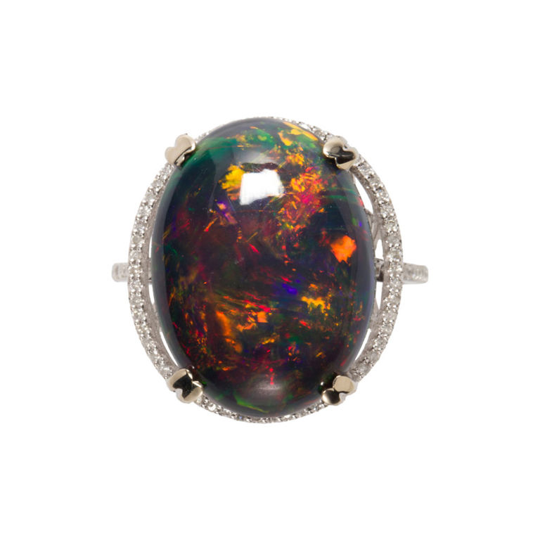 14k white gold opal ring