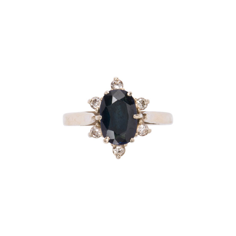 14k white gold sapphire and diamond ring