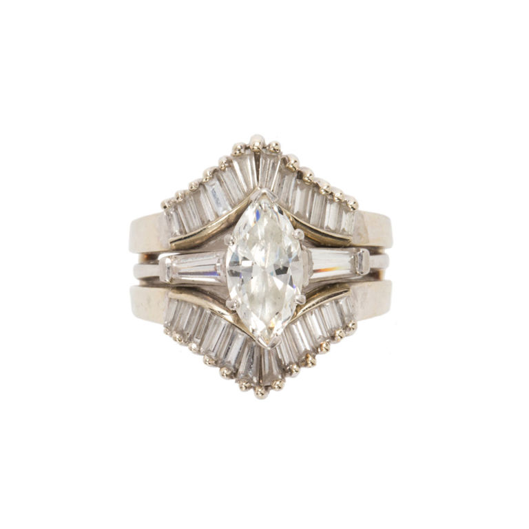 14k white gold and platinum engagement diamond ring