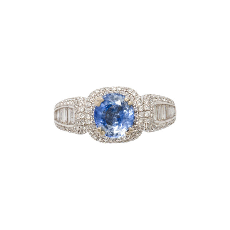 18k white gold sapphire and diamond ring