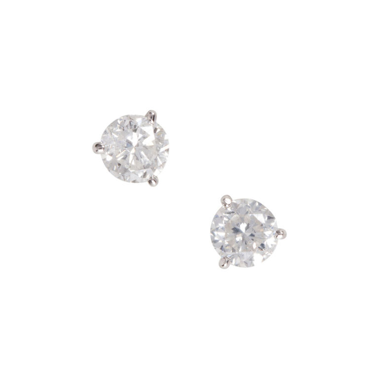 14k white gold diamond solitaire earrings