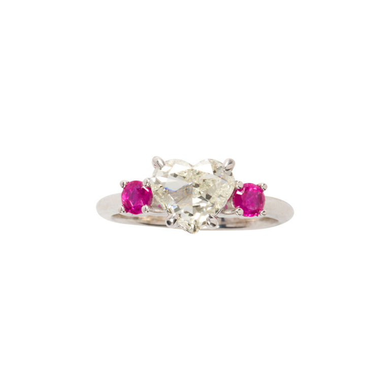 18k white gold diamond and ruby ring