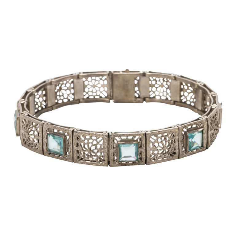 Platinum aquamarine bracelet
