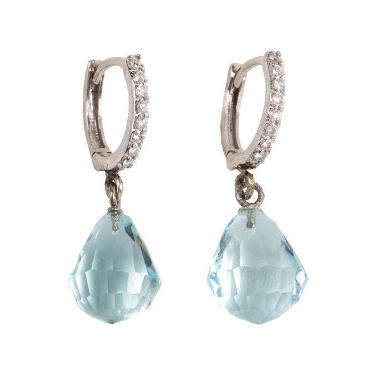 18k white gold aquamarine and diamond earrings