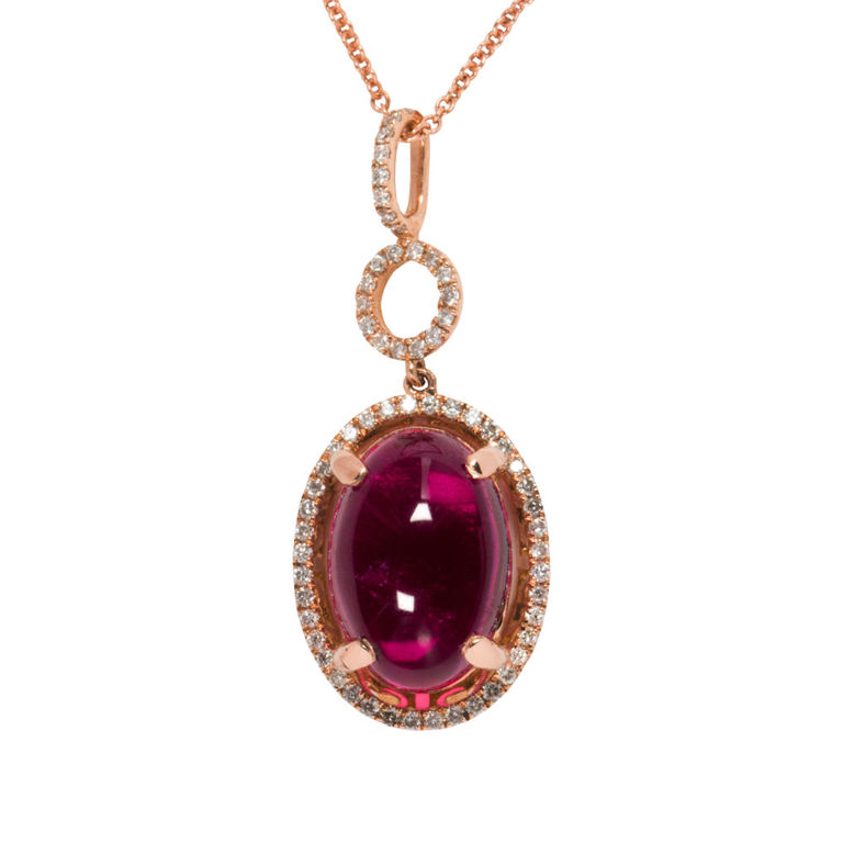 14k rose gold pink tourmaline and diamond necklace