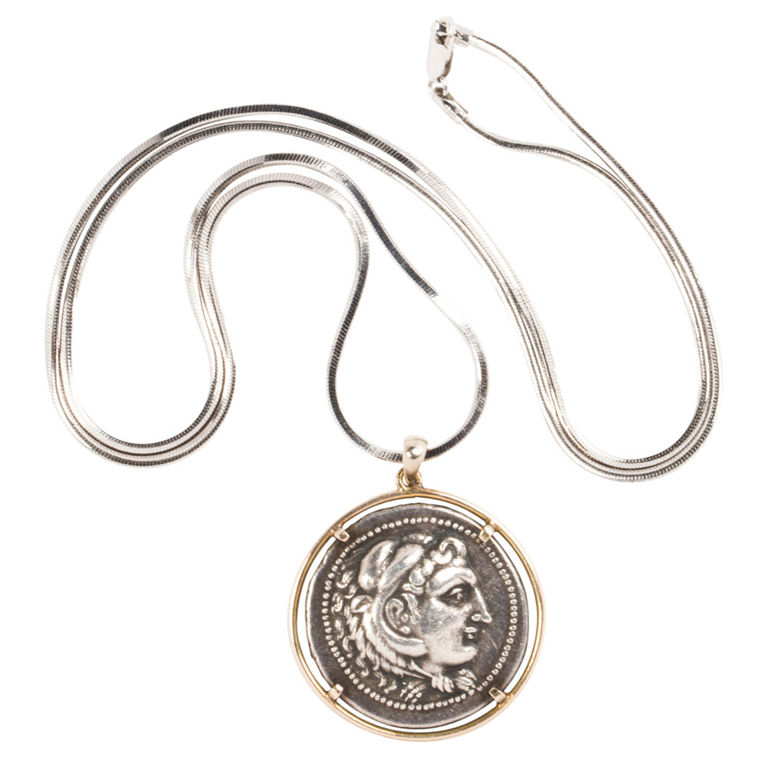 14k gold Roman coin necklace