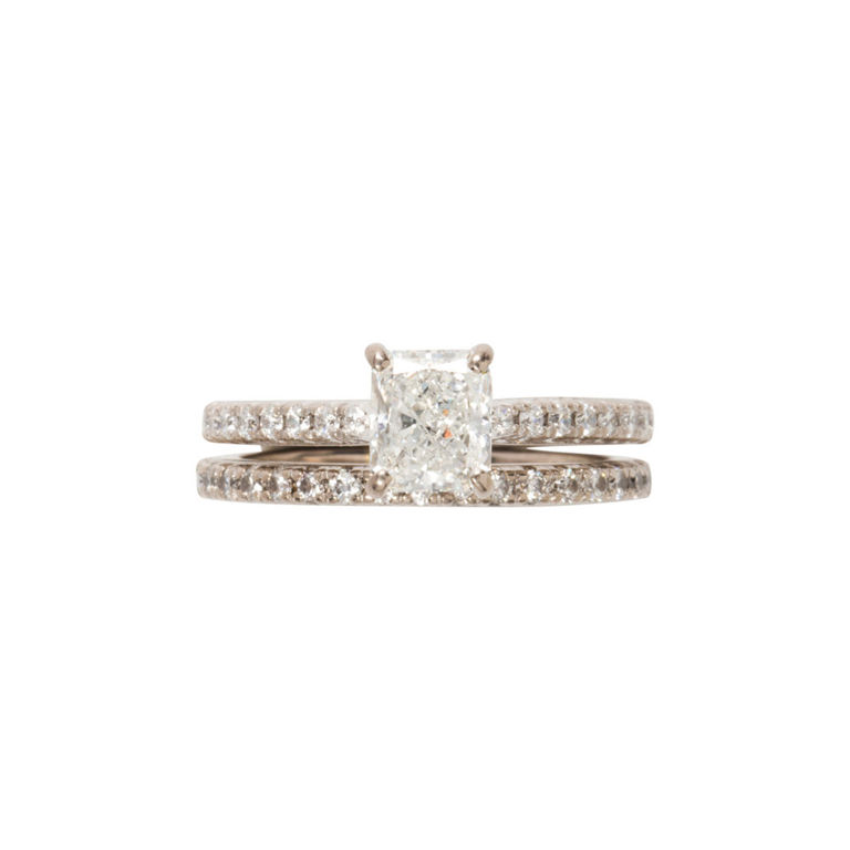 18k white gold diamond wedding set