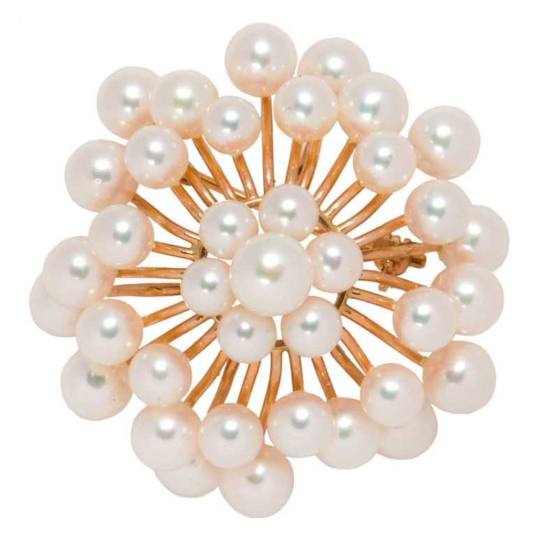 14k gold cultured pearl brooch