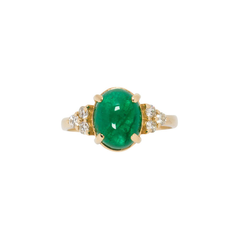 14k gold emerald and diamond ring