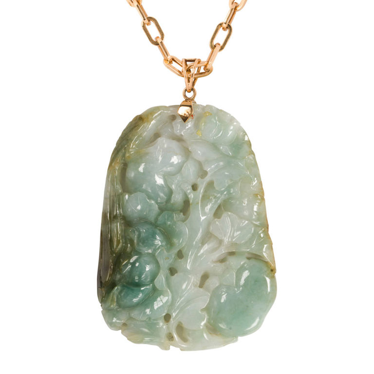 14k gold jade fruit tree necklace