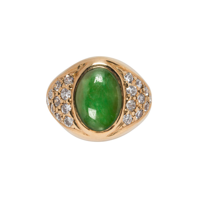 14k gold jade and diamond ring