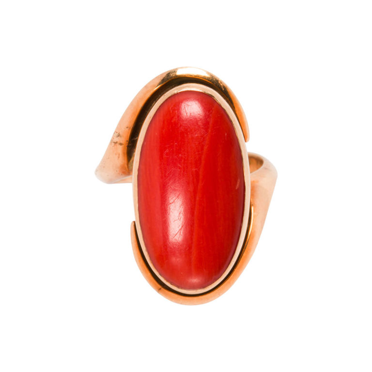14k gold coral ring