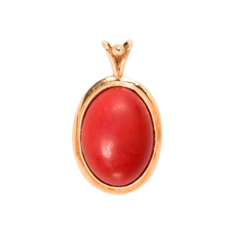14k gold coral pendant