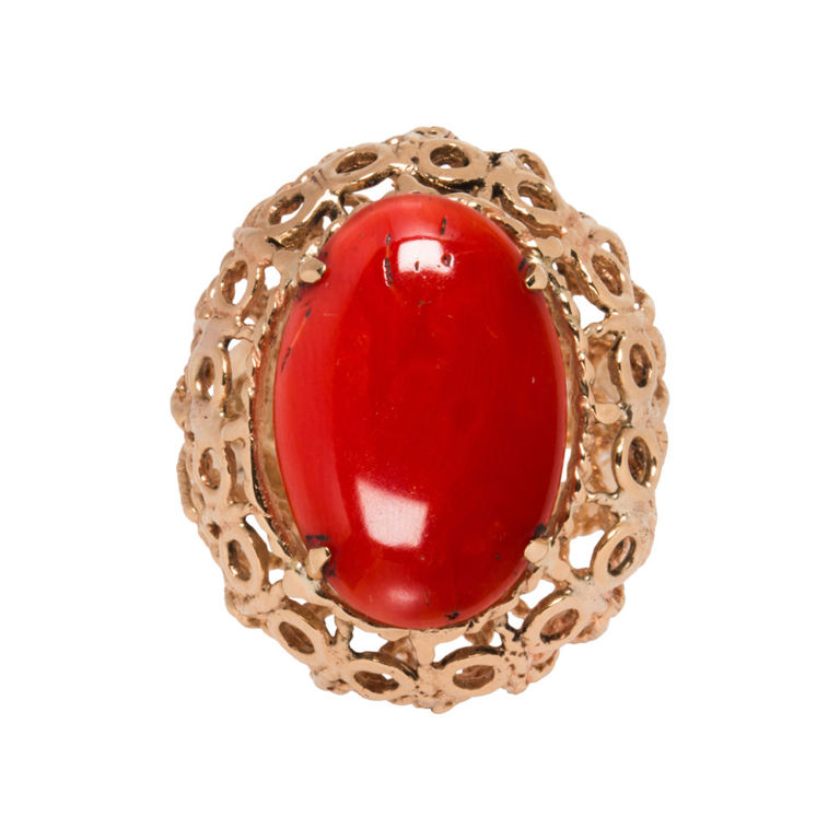 14k gold coral ring