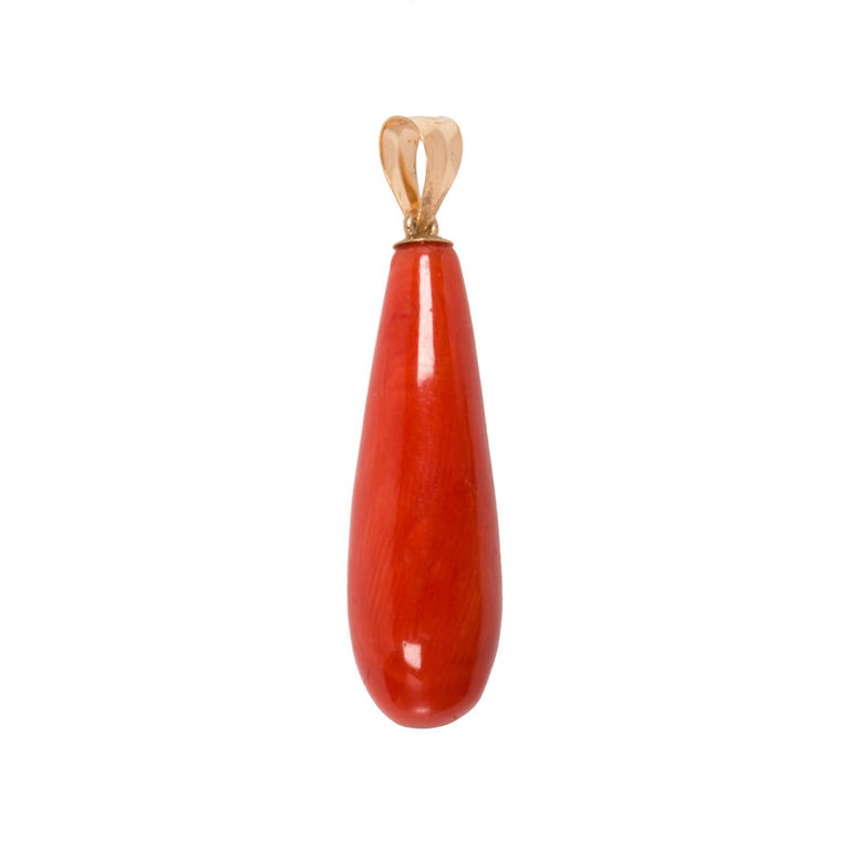14k gold coral pendant necklace