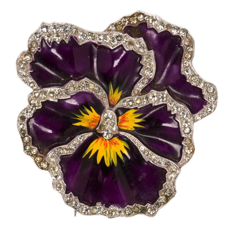 Enamel rhinestones brooch