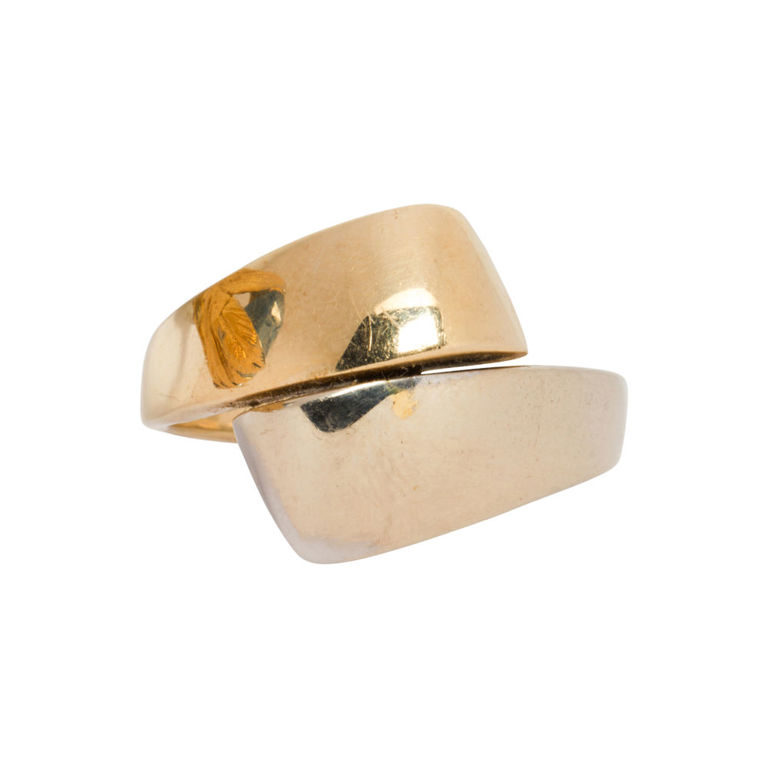 14k bi-color gold bypass ring