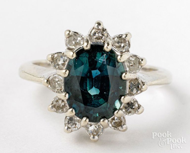 14k white gold sapphire and diamond ring