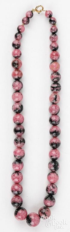 14k gold rhodonite bead necklace