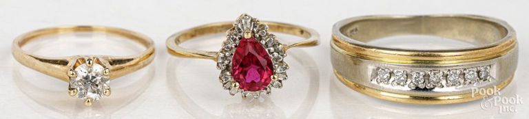Three gold diamond rings