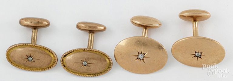 14k gold diamond cufflinks